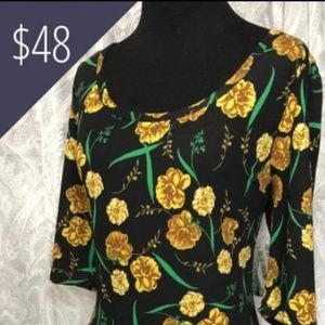 LulaRoe 2XL Nicole Dress Black with Gold Roses
